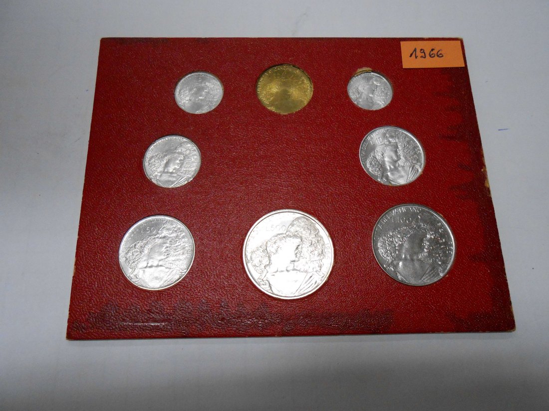  Vatikan Kursmünzensatz 1966 MCMLXVI ANNO IV im Folder   