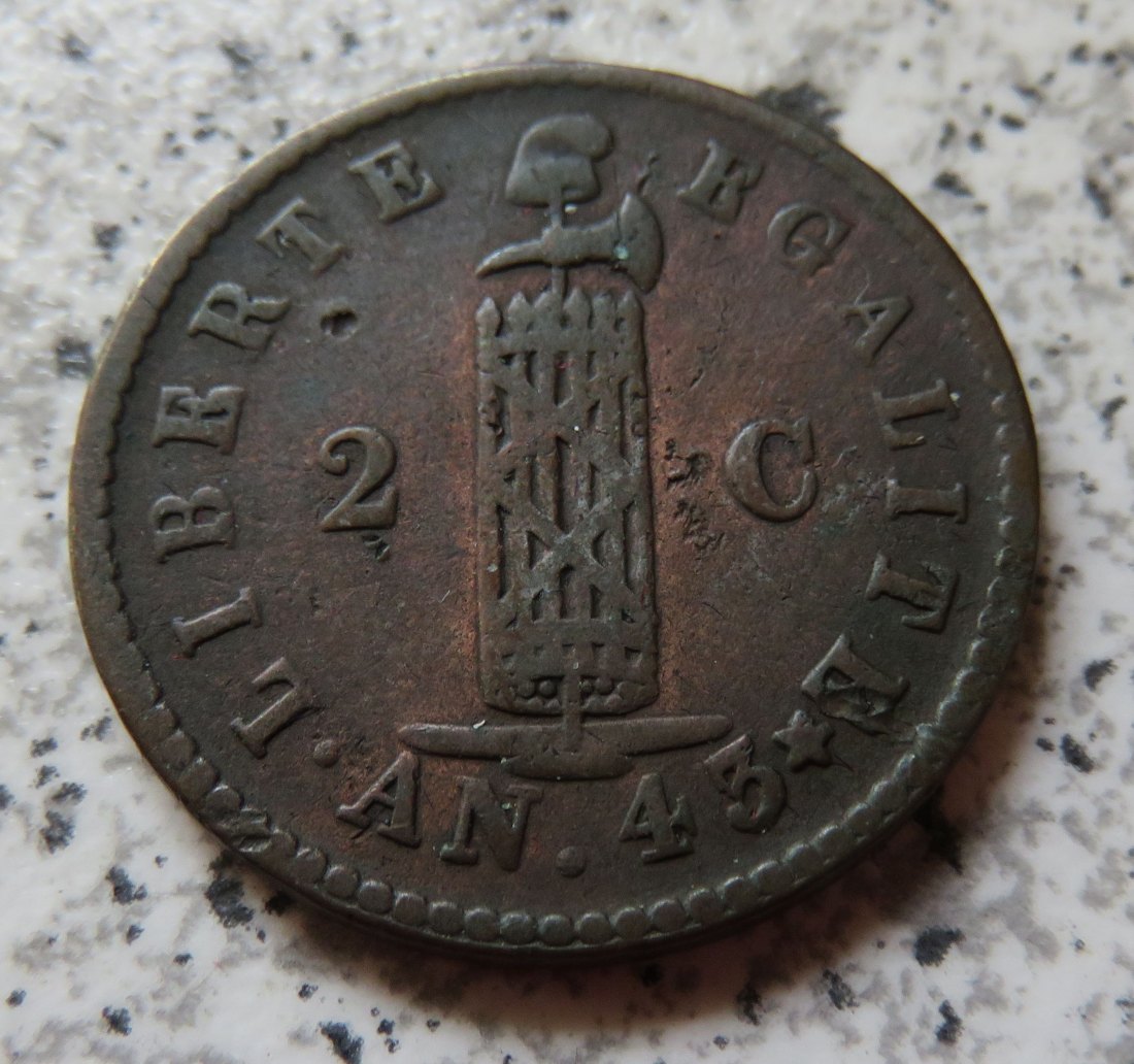  Haiti 2 Centimes AN 43 / 2 Centimes 1846   