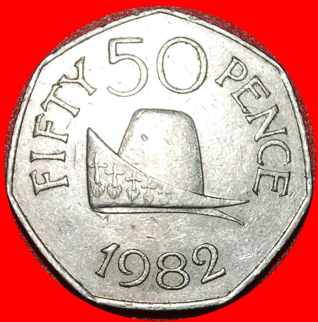  * HEPTAGON GREAT BRITAIN (1979-1984): GUERNSEY ★ 50 PENCE 1982 UNCOMMON!★LOW START ★ NO RESERVE!   