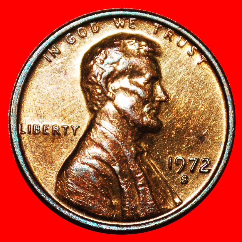  * MEMORIAL (1959-1982): USA ★ 1 CENT 1972S! LINCOLN (1809-1865) MINT LUSTRE!★LOW START ★ NO RESERVE!   