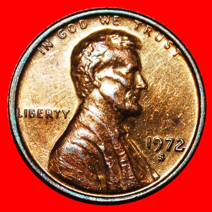  * MEMORIAL (1959-1982): USA ★ 1 CENT 1972S! LINCOLN (1809-1865) VZGL STEMPELGLANZ!★OHNE VORBEHALT!   