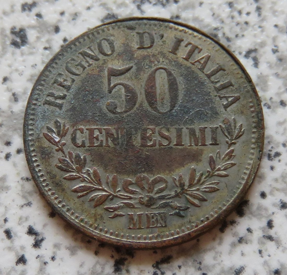  Italien 50 Centesimi 1863 M BN   