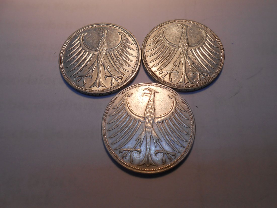  Deutschland Silberadler 5 DM 1958 D F G   