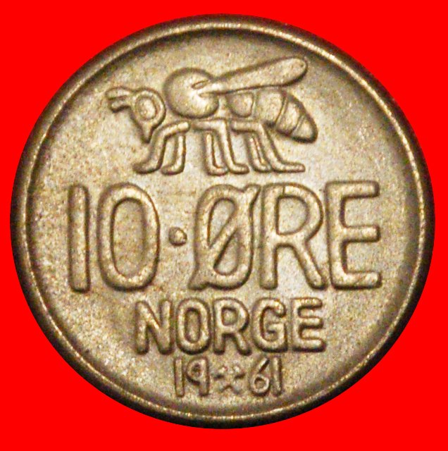  * HONIGBIENE (1958-1973): NORWEGEN★10 OERE 1961 uSTG STEMPELGLANZ! OLAV V. 1957-1991★OHNE VORBEHALT!   