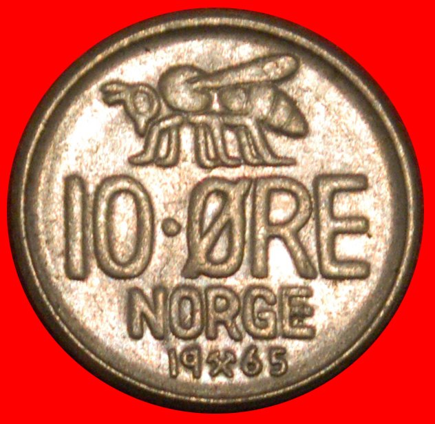  * HONIGBIENE (1958-1973): NORWEGEN★10 OERE 1965 uSTG STEMPELGLANZ! OLAV V. 1957-1991★OHNE VORBEHALT!   