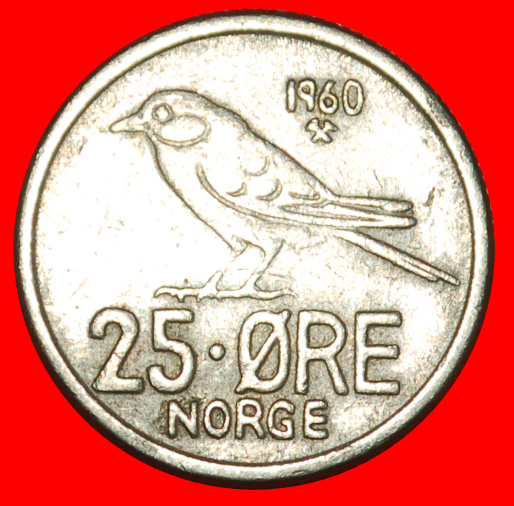 * BIRD (1958-1973): NORWAY ★ 25 ORE 1960! OLAV V (1957-1991)★LOW START ★ NO RESERVE!