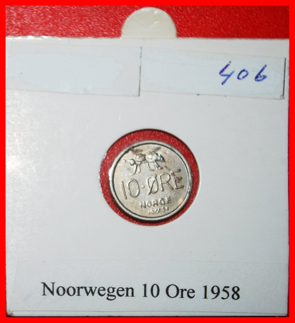  * HONIGBIENE (1958-1973): NORWEGEN ★ 10 OERE 1958 UNGEWÖHNLICH! OLAV V. (1957-1991) ★OHNE VORBEHALT!   