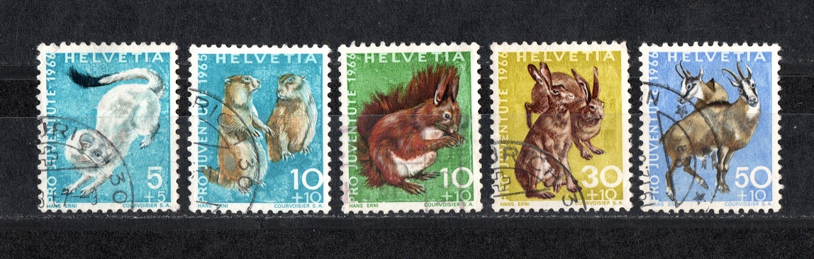  Schweiz 1965-1966 LOT Tiere gestempelt / Schöne Stempel / siehe scan   