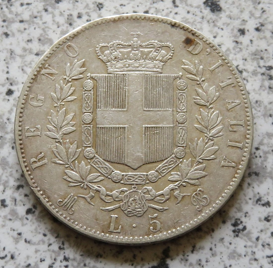  Italien 5 Lire 1872 M BN   
