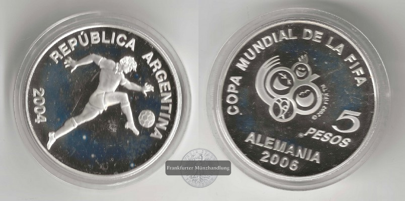  Argentinien  5 Pesos  2004 FIFA-WM   FM-Frankfurt  Feinsilber: 24,96g   