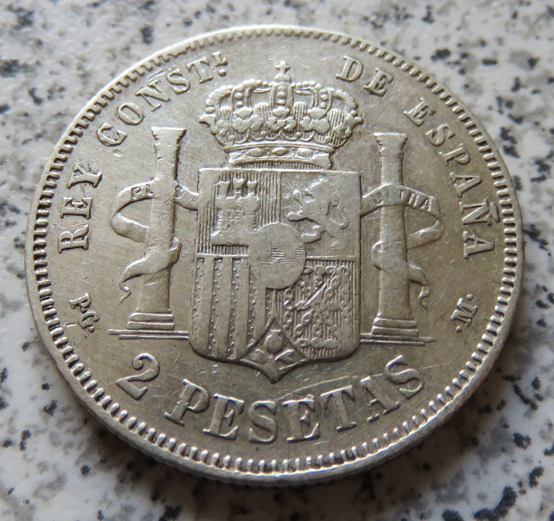  Spanien 2 Pesetas 1892   