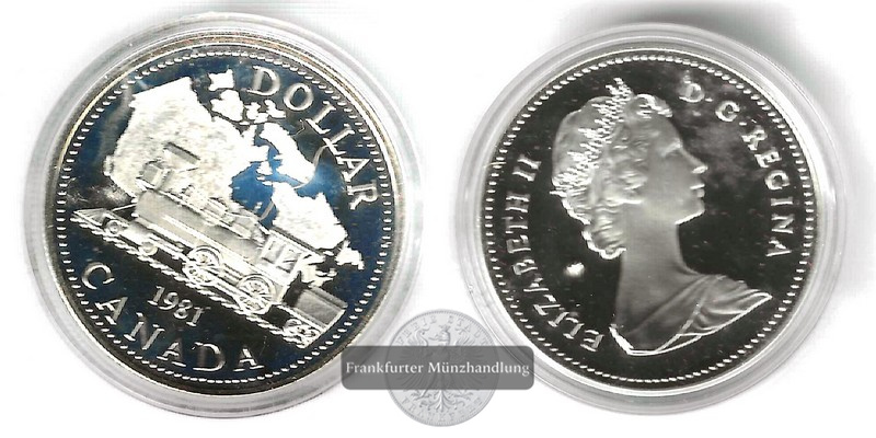  Kanada,  1 Dollar 1981 Railway FM-Frankfurt Feinsilber: 11,66g   