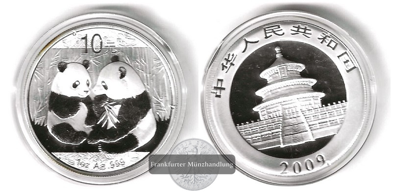 China  10 Yuan 2009 Panda   FM-Frankfurt  Feinsilber: 31,1g   