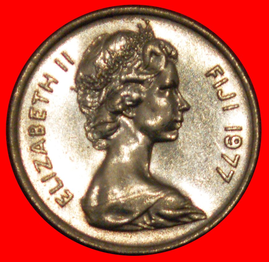  * AUSTRALIEN (1969-1984): FIJI ★ 5 CENT 1977! TROMMEL ELISABETH II. (1953-2022) uSTG OHNE VORBEHALT!   