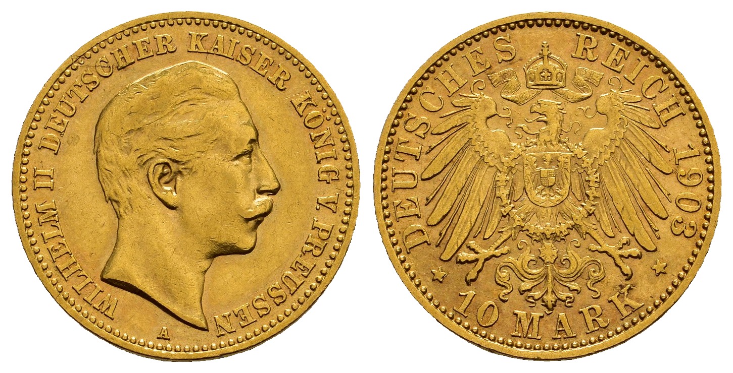 PEUS 1057 Preußen - Kaiserreich 3,58 g Feingold. Wilhelm II.(1888 - 1918) 10 Mark GOLD 1903 A Sehr schön