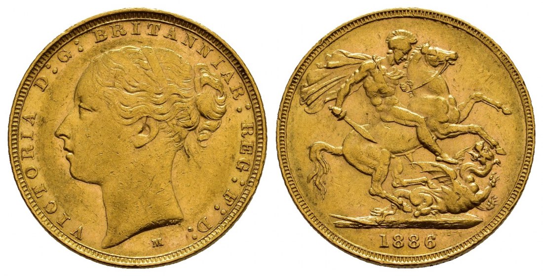 PEUS 1058 Großbritannien 7,32 g Feingold. Victoria (1837 - 1901) Sovereign GOLD 1886 Sehr schön