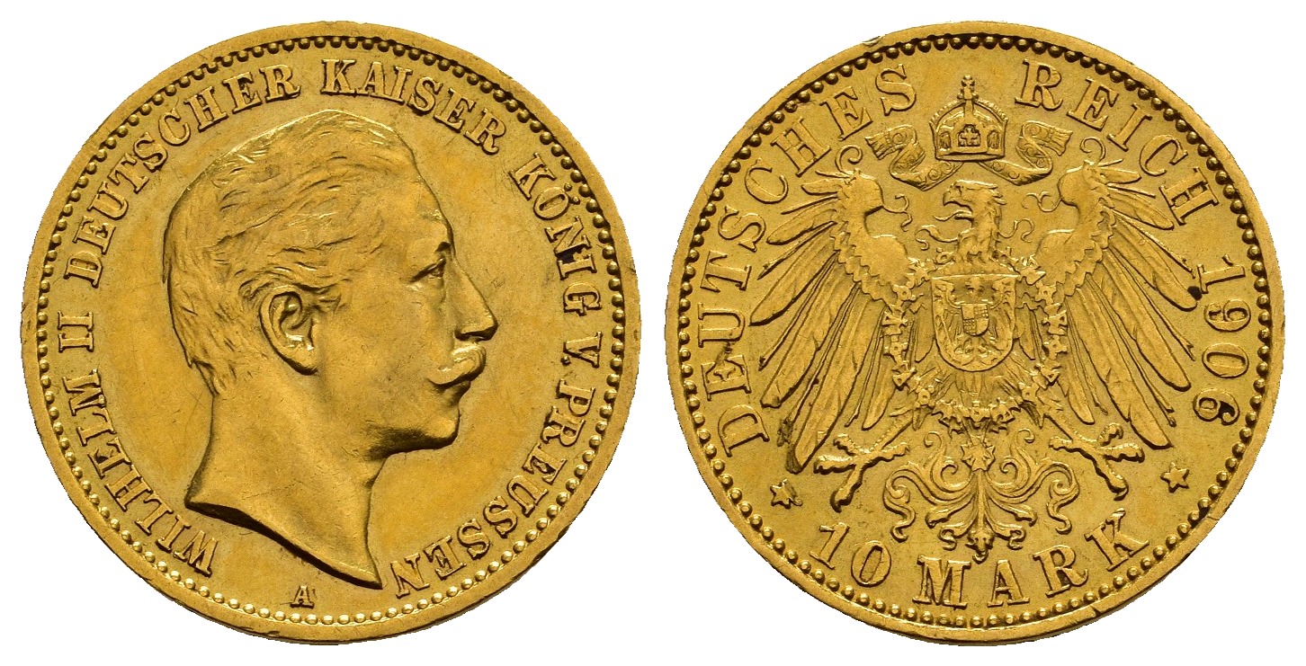 PEUS 1059 Preußen - Kaiserreich 3,58 g Feingold. Wilhelm II. (1888 - 1918) 10 Mark GOLD 1906 A Sehr schön