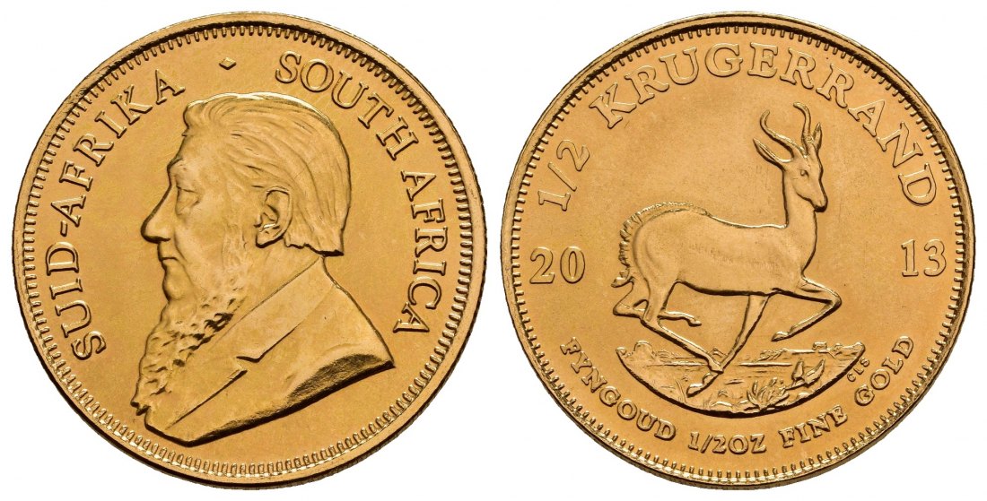 PEUS 1061 Süd-Afrika 15,55 g Feingold 1/2 Krügerrand GOLD 1/2 Unze 2013 Fast Stempelglanz