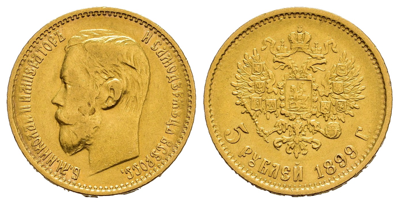 PEUS 1123 Russland 3,87 g Feingold. Zar Nikolaus II. (1894 - 1917) 5 Rubel GOLD 1899 ФЗ (FS) Sehr schön