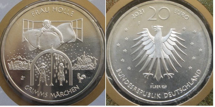  2021,Deutschland,Numisblatt: Frau Holle mit 20 € Euro 925er Silber Gedenkmünze   