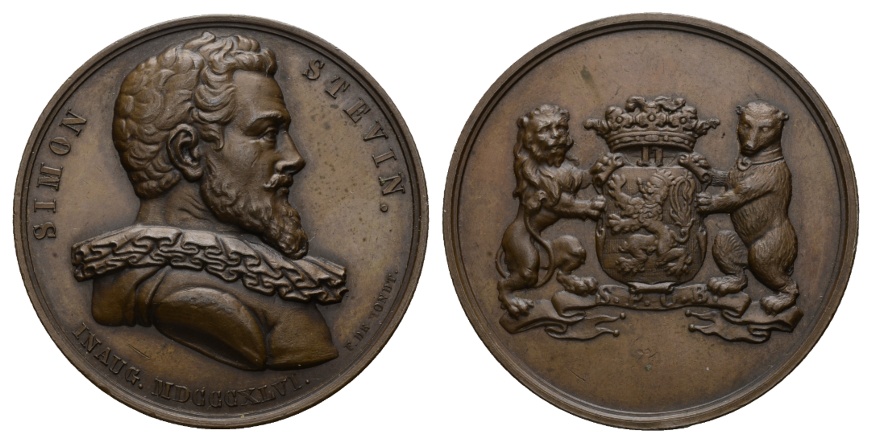  Niederlande; Medaille 1846; Simon Stevin; Bronze; 59,67 g; Ø 47,85 mm   