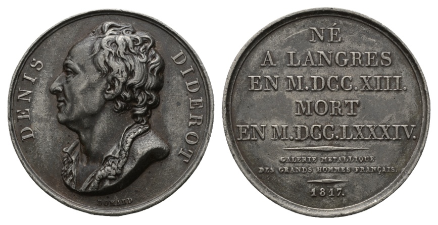  Frankreich; Medaille 1817; Denis Diderot; Zinn; 32,84 g; Ø 40,55 mm   