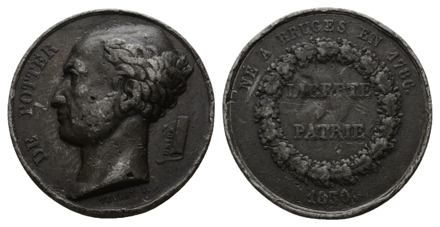  Frankreich; Medaille 1830; Zinn; 46,71 g; Ø 40,52 mm   