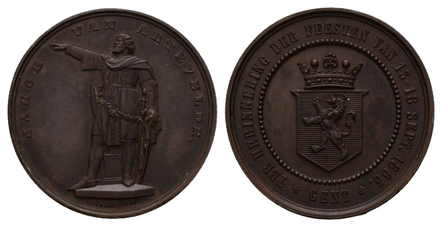  Belgien; Medaille 1863; Jakob van Artevelde; Bronze; 32,87 g; Ø 40,75 mm   