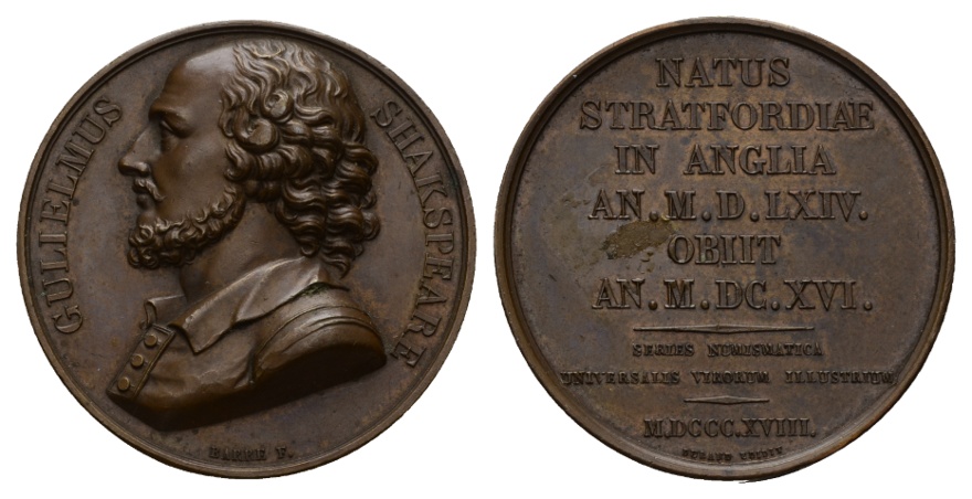  Großbritannien; Medaille 1818; Gulielmus Shakespeare; Bronze; 38,92 g; Ø 40,82 mm   