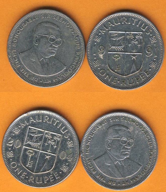  Mauritius 1 Rupee 1991 + 2004   