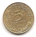  Frankreich 5 Centimes 1992 #215   