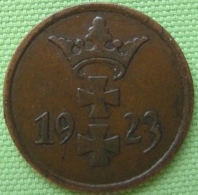  Danzig 1 Pfennig 1923,  Jäger D 2   