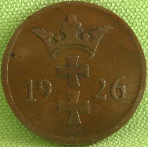  Danzig 2 Pfennig 1926,  Jäger D 3   