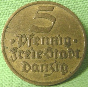  Danzig 5 Pfennig 1932,  Jäger D 12   