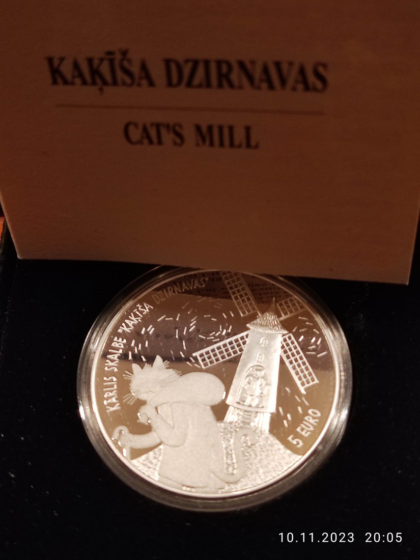  Lettland 5 Euro Silber 2019 proof Märchenmünze Cat's Mill   