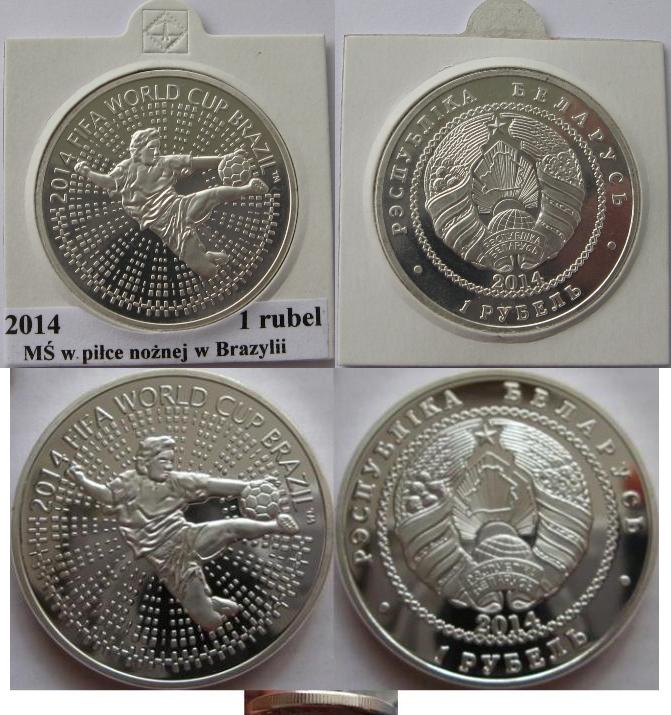  2013, Belarus, 1 Ruble-commemorative coin: 2014 FIFA World Cup. Brazil,  Proof-like   
