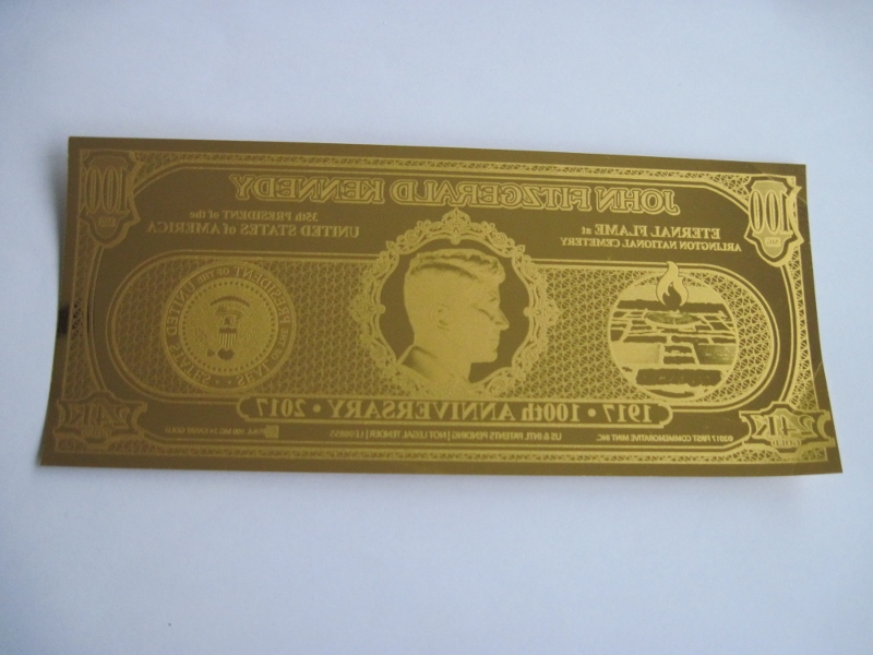  John F. Kennedy Dollar Banknote Imitat in Gold 24 Karat 2017 USA $   