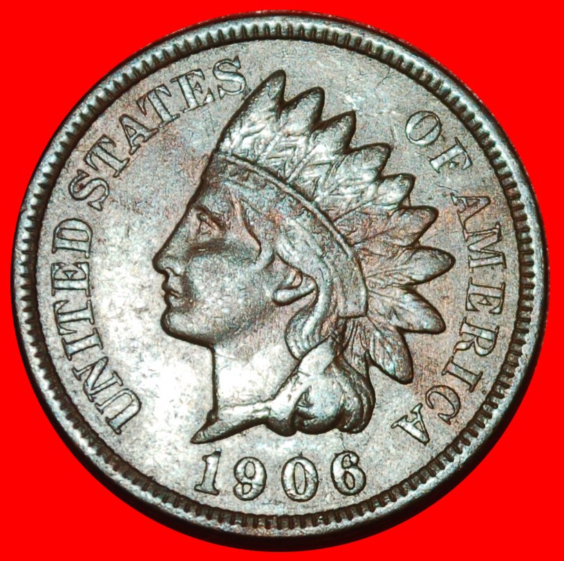  * INDISCHER KOPF (1864-1909): USA ★ 1 CENT 1906! ★OHNE VORBEHALT!   