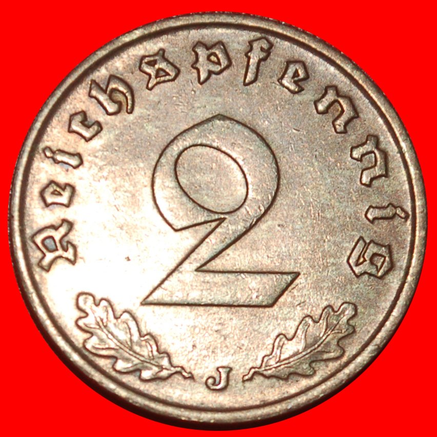  * HAKENKREUZ 1936-1940: DEUTSCHLAND ★ 2 PFENNIG 1939J  HAMBURG! 3. REICH 1933-1945 ★OHNE VORBEHALT!   