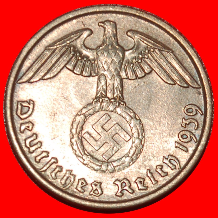  * SWASTIKA 1936-1940: GERMANY★ 2 PFENNIGS 1939J HAMBURG! THIRD REICH 1933-1945★LOW START★NO RESERVE!   