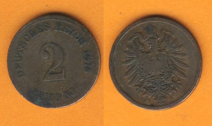  Kaiserreich 2 Pfennig 1875 J   