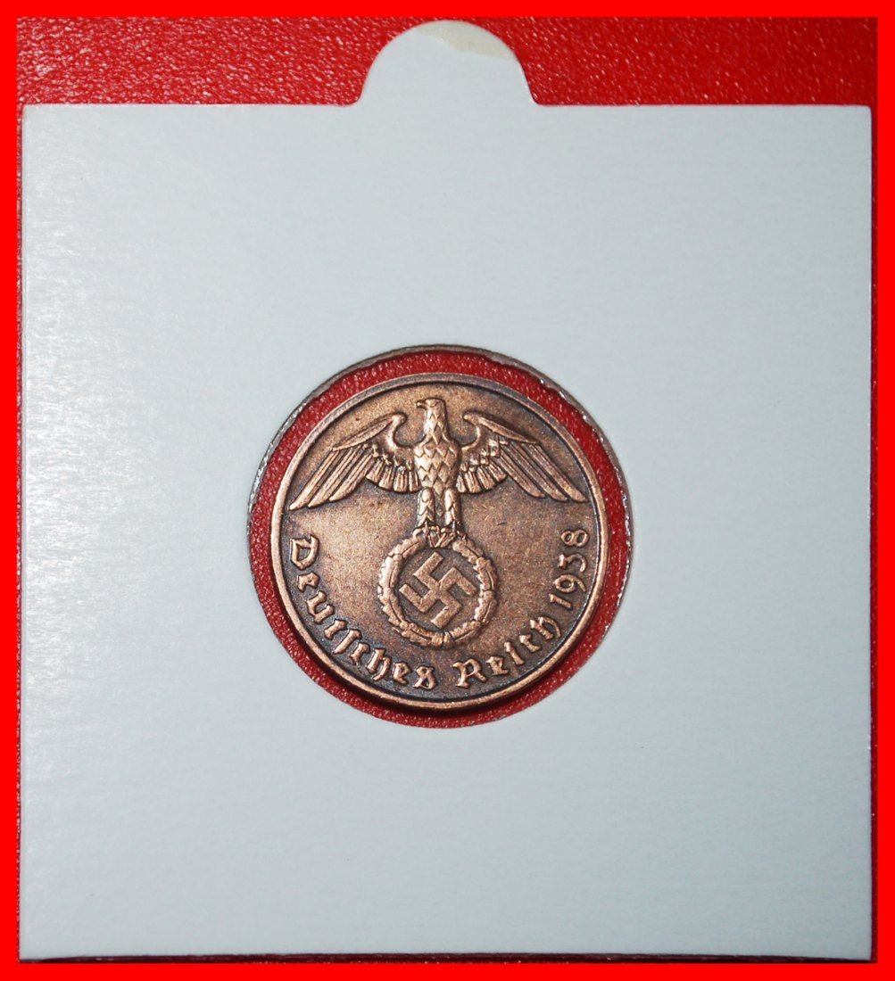  * SWASTIKA 1936-1940: GERMANY★2 PFENNIGS 1938D BAVARIA! THIRD REICH 1933-1945★LOW START★NO RESERVE!   