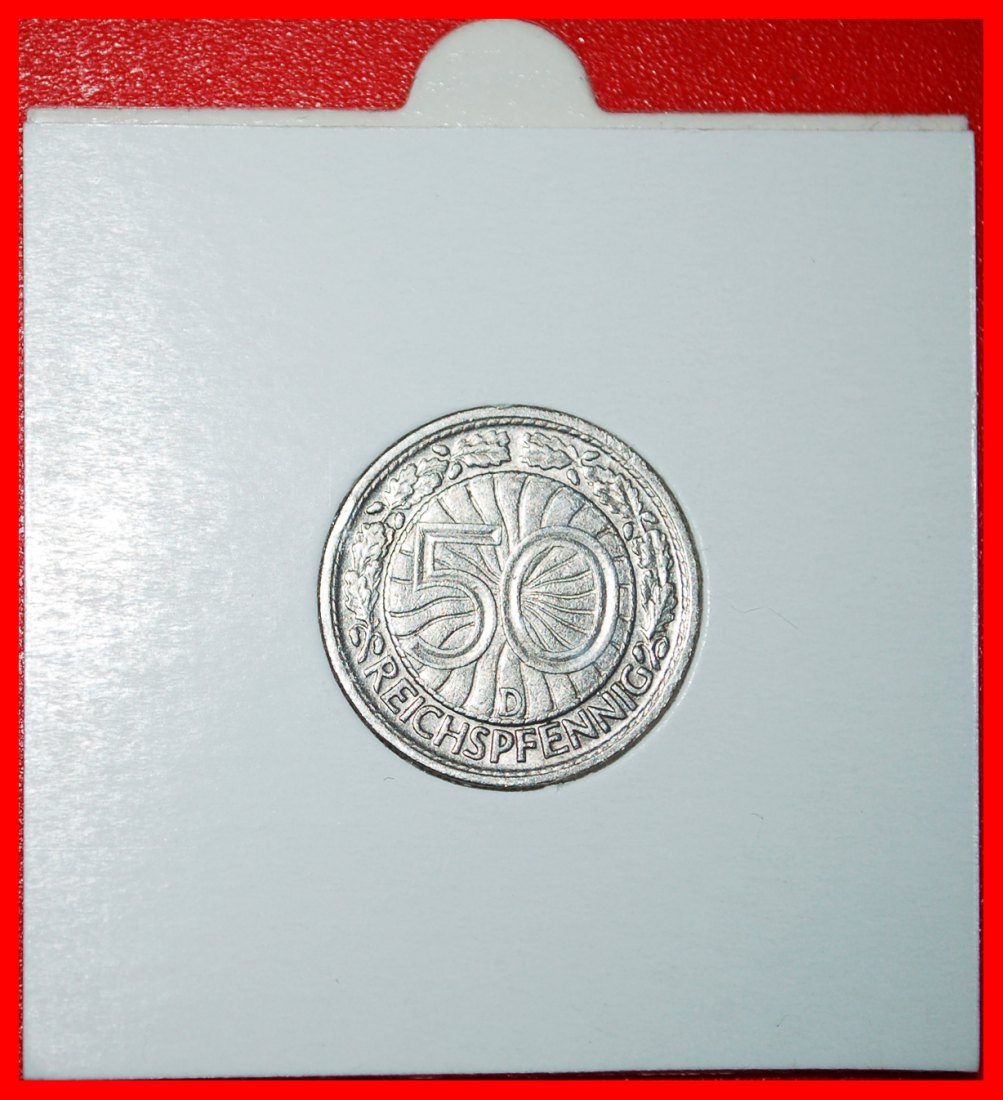 * EAGLE (1927-1938): GERMANY★ 50 PFENNIGS 1928D BAVARIA! UNCOMMON! IN HOLDER!★LOW START★NO RESERVE!