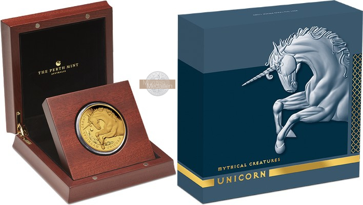 Australien MM-Frankfurt Feingold: 155,5g 500 Dollar-Mythical Creatures-Unicorn 2021 