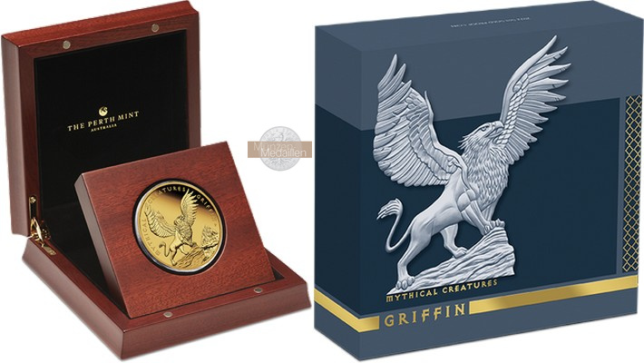 Australien MM-Frankfurt Feingold: 155,5g 500 Dollar-Mythical Creatures-Griffin 2022 (Nr.3/50) 