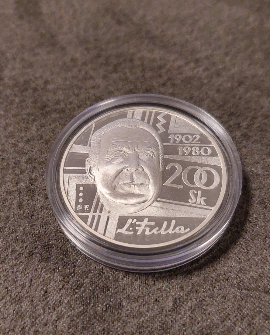  Slowakei 200 Kronen Silber 2002 Ludovit Fulla Proof PP, sehr selten   