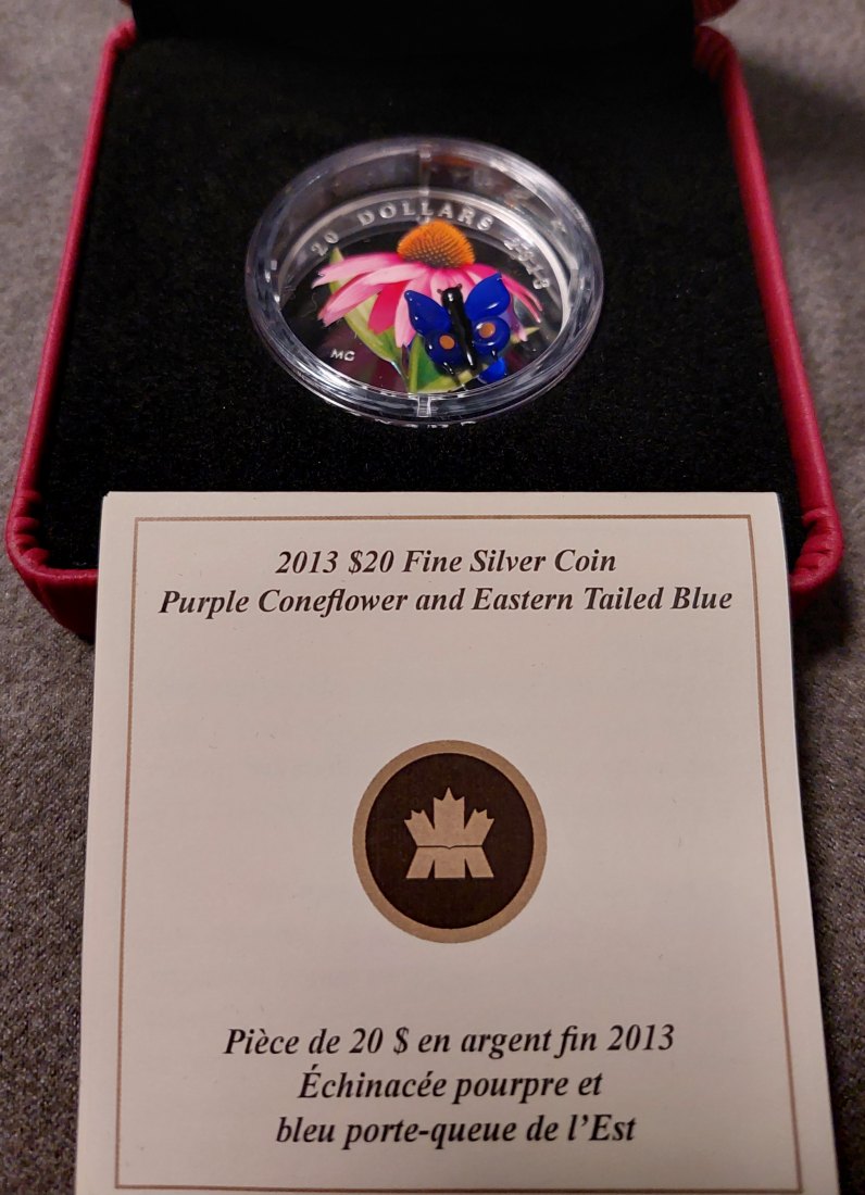  Kanada 20 Dollar Silber 2013 Purple Coneflower and Eastern Tailed Blue   