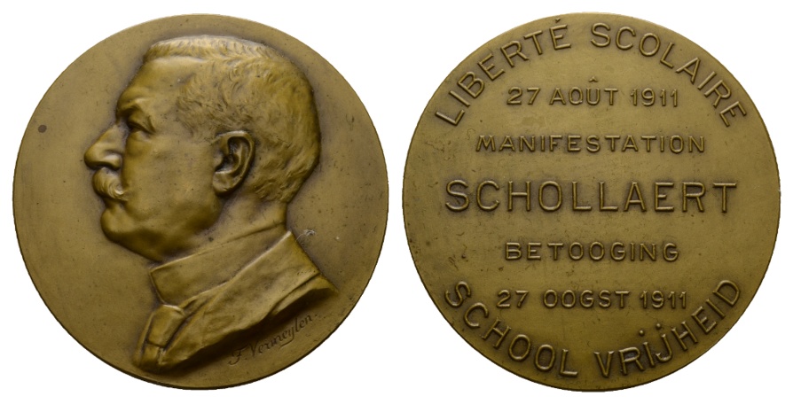  Belgien; Medaille 1911; Bronze; 78,80 g; Ø 60,25 mm   