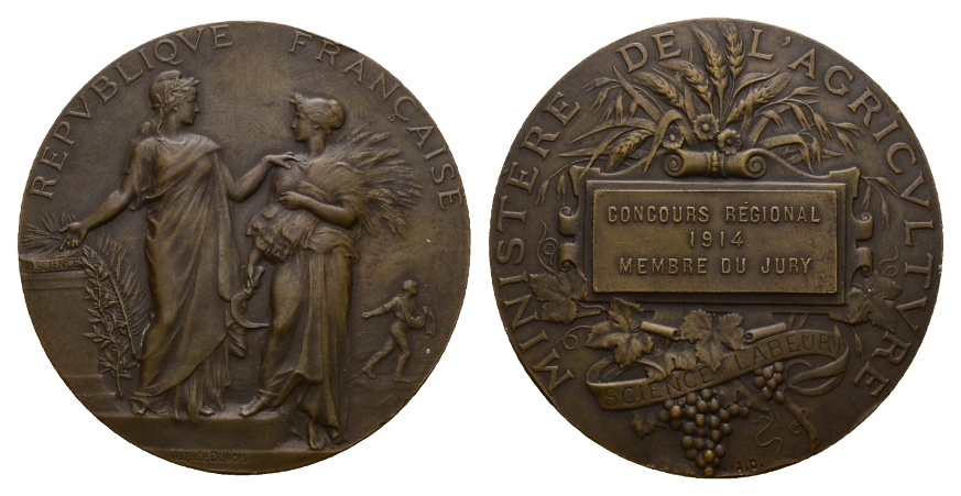  Frankreich; Medaille 1914; Bronze; 69,55 g; Ø 50,22 mm   