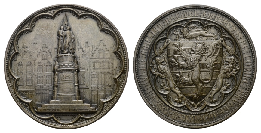  Belgien, Brügge; Medaille 1887; versilb. Bronze; 107,84 g; Ø 60,15 mm   